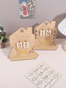 1 buc. Calendar de Advent de Crăciun cu model rafinat, model de coarne de Crăciun și ghirlandă, ornamente decorative de sărbători, meșteșuguri elegante din lemn, cadouri de Crăciun pentru prieteni și familie, decorațiuni interioare de Crăciun, decorațiuni pentru cameră, iarnă