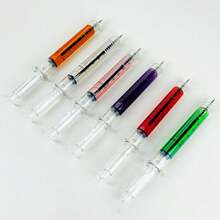قلم حبر بشكل إبرة حقن عشوائي الألوان، قرطاسية للطلاب والمكتب، قلم توقيع - متعدد الألوان - مشاهدة 7