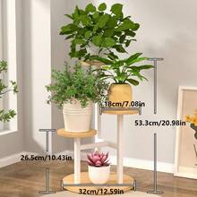 四层室内外植物架，金属木质结构，适用于各种室内植物，转角多层花草架，适用于阳台、花园、露台等场所。