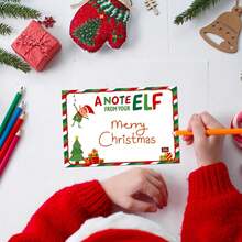 Whaline 50 张圣诞精灵便条卡 4 x 6 英寸精灵字母节日文具空白贺卡适用于圣诞节冬季节日派对用品 - 彩色 - 查看 1