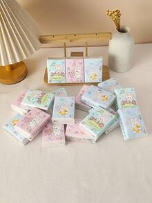 144pcs/72pcs/24pcs/8pcs Colorful Cat Print Natural Woodpulp Handkerchief Tissues, Suitable For Daily Life Cleaning,Kitchen,Bathroom,Home,Household Supplies - Multicolor - View 7