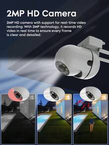 GENAI 2PC 1080P HD Outdoor Camera, PTZ With Cloud And TF Card Storage, Motion Detection And Night Vision, Home Entrance Monitoring, Garden Surveillance, Ideal Gift For Home - 彩色 - 查看 5