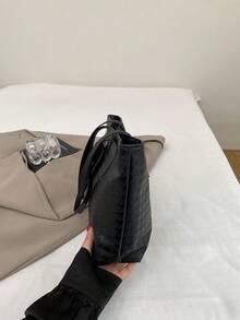 大容量女士通勤包，个性化手提包，2026新款精致小众单肩包，高品质女士包 - 黑色 - 查看 7