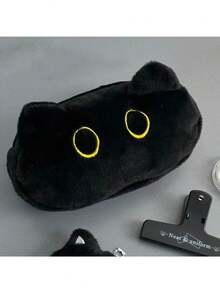 1 件可爱黑猫铅笔盒 - 毛绒笔袋可爱猫咪文具收纳袋，大容量，柔软耐用的铅笔盒，适合返校使用 - 彩色 - 查看 2