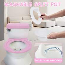 Large Toddler Potty Training Toilet Seat - Potties With Realistic Flush Sounds, Flip-Up Seat, Storage Bin, Toilet Paper Holder, And Removable Training Seat  Removable Pot, Toddler Potty Seat With Storage Tank And Toilet Paper Holder For Kids 1-3 Years Old, Blue/Pink/Grey - 粉色 - 查看 5