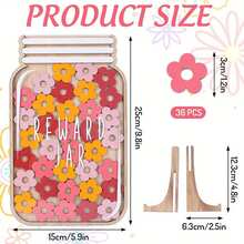 1 套 36 颗星的木制罐子星形奖励容器 - 适用于教室或家居装饰、星形奖励罐、家居装饰、桌面装饰、趣味星形礼物、分数奖励、自律奖励罐、木制装饰、木制星形奖励杯，旨在通过装饰性奖励制度鼓励积极行为，适用于教师和教室用品 - 彩色 - 查看 9