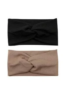 3件套女士纯色扭结细节休闲发带，适合日常、返校、健身、头巾、吸汗带等场合，是学校、大学、秋冬季节的理想发饰，也适合度假装扮，优雅的女士围巾，柔软的头巾。