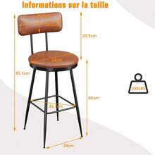 Serie - Juego de 4 taburetes de bar, silla de cocina, asiento acolchado, poliuretano, estilo moderno, 65 cm de alto, estructura de metal, apto para cocinas y mostradores de bar (negro, gris, marrón)