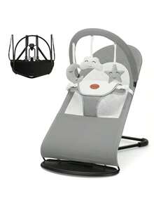 Baby Bouncer,Baby Swing, Portable Baby Bouncer Seat For Babies 0-18 Months, 3 Modes Of Use With Rocker And Stationary Options, Infant Rocker Chair With Hanging Toys,Baby's Birthday Gifts And Christmas Gifts,Comfort Rocking Chair,Hands Free Mom,For Infants And Toddlers, Baby Bouncer Seat, Baby Comfort Seat, Comfortable Baby Item, Soft,Newborn Gift,Baby Christmas Gift - Màu Xám nhạt - Xem 7