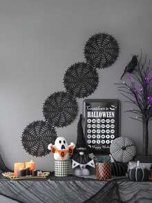 7x7x7" Fabric Black Stripe Pumpkin Decor, For Holiday Halloween Decoration