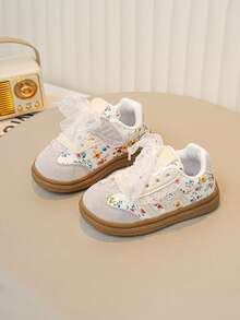 1 双女童蕾丝边钩环扣步行鞋，1-3 岁
