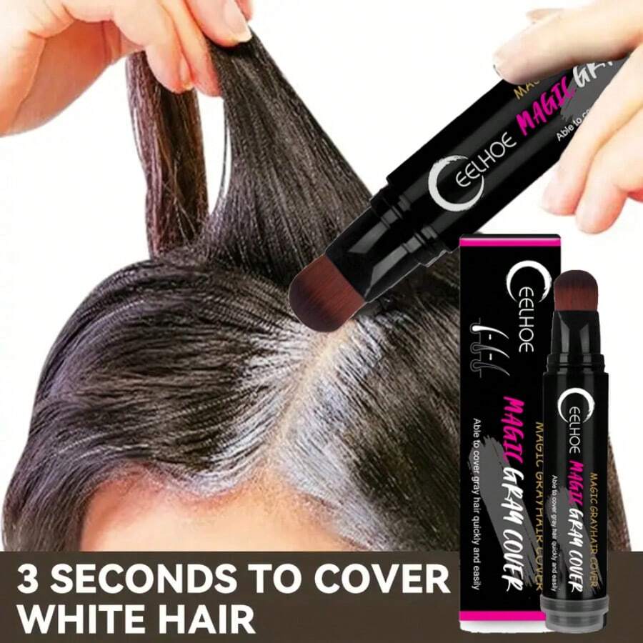 EELHOE Disposable Plant Hair Styling Sticks Can Be Washed Gently And Reissued With Black Brown Hair Coloring And Covering Sticks - Black - View 1