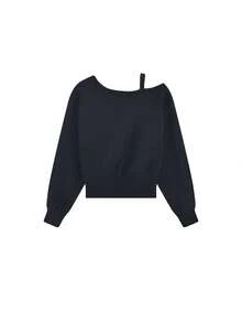 女士韩版单肩带蝙蝠袖宽松休闲毛衣