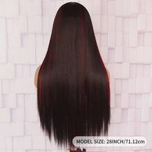 28 Inch Long Black Wine Red Pinao Color Lace Front Wig Ombre Color Fancy Wigs Long Silky Straight Lace Front Wig Glueless Heat Resistant Fiber Hair Replacement Wig For Women Cosplay Halloween Party & Daily Use - 間色 - 查看 4