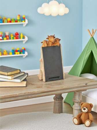 1-Piece Farmhouse Chalkboard Sign - Rustic Polystone Decor With 3 Cow Accents & Personalizable Message Board For Kitchen, Entryway Or Country Home Decor