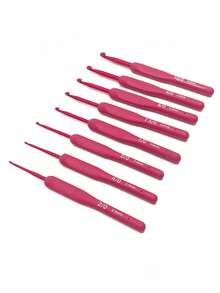 9 قطع مجموعة إبر كروشيه، إبر كروشيه حمراء مع مقابض قابضة ناعمة، مناسبة للمبتدئين والمحترفين، تشمل خيوط، إبر كنزة صوفية، إلخ. - رائعة للحرف اليدوية والمشاريع الإبرية والخياطة