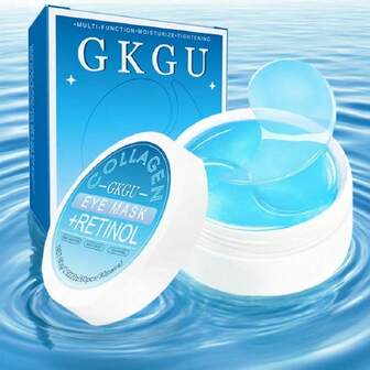 60 pièces Masques pour les yeux GKGU au collagène et au rétinol - Patchs oculaires en gel multifonctionnels pour raffermir, hydrater et tonifier - Soins de la peau pour tous les types de peau beige clair, hommes et femmes, patchs oculaires, soins de la peau en douceur, soins de la zone des yeux