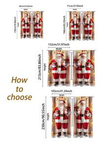 2 pièces Rideaux imprimés avec Père Noël et boîte-cadeau, rideaux décoratifs minimalistes à demi-transparents, rideaux en polyester légers offrant de l'intimité, convenant pour la décoration de Noël dans la chambre, le salon, le bureau, le bureau d'étude, la décoration d'intérieur