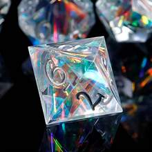 7pcs/Set Multifaceted Transparent Resin Dice, Refracting Multi-Color Lights, Board Games, Parties, Festivals, Outdoor Yard Games, Halloween, Christmas Gifts