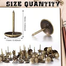 100 Pcs Upholstery Tacks For Decorative Furniture Upholstery Nails 11*16MM Vintage Head Diameter Brass Daisy Thumb Tack Push Pin Furniture DIY Decorative