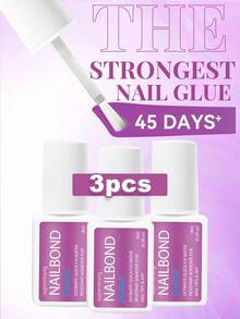 3pcs/2pcs Extra Strong Brush-On Nail Glue For Acrylic Nails, Nail Tips & Press-On Nails (8ml) With File For Glue-On Fake Nails, Fix Broken Nail Repair. Acrylic Nail Glue Nail Bond Nail Glue Gel - 10g - 查看 2