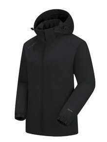 女士Winbreaker软壳雨衣，带帽，防水，防风，轻便，保暖，适合徒步旅行、露营 - 黑色 - 查看 2