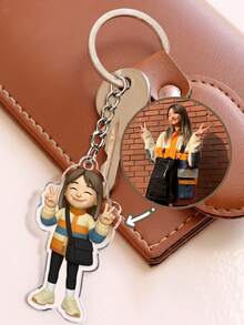 1pc Customized Cartoon Photo Keychain, Acrylic Photo Keychain, Personalized Photo Gift, Unique Gift For Boyfriend/Girlfriend, Husband/Wife, Dad/Mom, Valentine's Day, Birthday, Baby Anniversary, Father's Day, Mother's Day, Couple Gift, Personalized Keychain | Anniversary Gift | Gift For Him | Gift For Her | Christmas Gift | Customized Logo Keychain