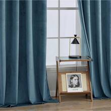 2 Panels Blackout Curtains Solid Soft Grommet Mustard Yellow Thermal Insulated Soundproof Room Darkening Curtains/Drapes/Panels Fall Living Room Bedroom 52 X 90 Inch - 深色板岩 - 查看 6