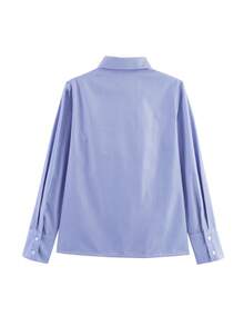 Blusa versátil a rayas de estilo retro, elegante para ir al trabajo, uso diario, oficina, camisa elegante para mujer, nueva de otoño/invierno