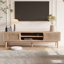 Meuble TV en bois 150 x 40 x 48 cm, tables de salon en bois avec compartiment ouvert, salle de réception, chambre, bureau, buffet bas, table d'appoint, table TV, salon (marron) - Tabac - Voir 1