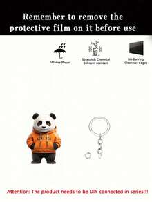 1 süßer Panda auf orangefarbenem Hoodie - 2D flacher Vinyl-Hängeaccessoire - perfekt für Autos, Rucksäcke, Schlüsselanhänger | Lustige Heimdekoration, ideales Geschenk, Schlüsselanhänger-Accessoire | fröhliches Design, kommt mit Kette [Das Produkt muss manuell installiert werden.] Taschenzubehör Schlüsselbänder mit ID-Halter Autozubehör Taschenanhänger Weihnachtsauto Lehrer Freundin Schwester Geschenkideen