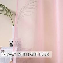 MIULEE 2 paneles de cortinas semitransparentes de color café chocolate, elegantes ojales en la parte superior, cortinas de gasa/tratamiento de lino con textura para recámara, sala de estar (54 x 72 - Rosa - Ver 3