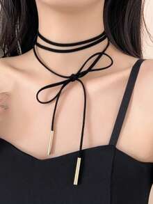 10 件黑色天鹅绒颈链，带收纳袋，适合女士 - 黑色 - 查看 5