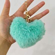 4pcs Set Heart Plush Bag Pendant Charm,Pompom Keychain,Cute Multicolor Keyring For Backpack Wallet Coin Purse