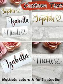 5pcs Customized Name Label Stickers, Name Decals, Personalized Stickers, Name Stickers, Date Stickers, DIY Gifts, Handmade, Handwritten Font, Wedding Stickers, Gift Stickers. Customizable Holographic Name Stickers, Suitable For Water Bottles. - Multicolor - View 9