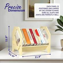 Desktop Bookshelf, Stackable Book Organizer With Handle, Storage Rack For CD/Magazine/File Folder, Portable Small Bookshelf For Study, Living Room, Kid's Room, No Nails, Medium Size
