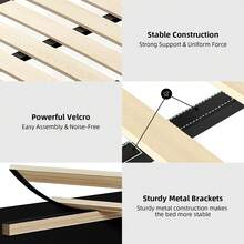 Twin/ Full/ Queen Size Bed Frame With LED Lights, Upholstered Platform Bed With Diamond Tufted Headboard, No Box Spring Needed, Noise Free, Easy Assembly, Black/ White/ Pink, Twin/ Full/ Queen - màu đen - Xem 5