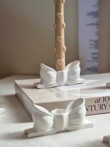 1PC Bow Candlestick Silicone Mold DIY Creative Bow Aromatherapy Candle Holder Plaster Mould Home Decoration Gift Ornaments Epoxy Resin Mold Handicraft Making Casting Molds - White - View 7