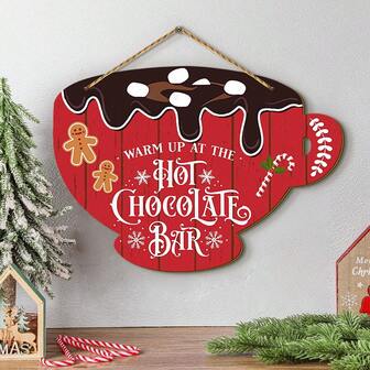 1 件热可可站标志、热巧克力吧标志、圣诞装饰标志、热巧克力吧标志热可可杯木制标志农舍复古热可可吧装饰咖啡店热可可标志墙壁装饰用于家庭厨房农舍圣诞墙壁装饰