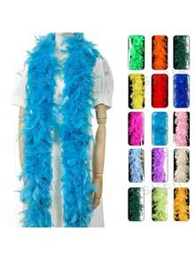 1 件 2 码长人造羽毛 Chandelle 围巾，天然蓬松围巾，活力茶会狂欢生日派对婚礼装饰照相亭服装道具舞蹈装扮 DIY 工艺品 - 48G - 查看 1