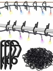 10/100pcs Christmas Decoration Hooks, Outdoor String Light Hooks With Adhesive Strips - Waterproof, UV-Resistant, Damage-Free, Tool-Free Installation, Suitable For Christmas, Patio, Garden, Balcony Decor, Cable Fixing - Multicolor - View 2