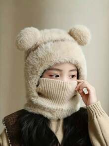 1 件儿童无檐小帽，带颈部保暖器，针织滑雪面罩，适合日常穿着、户外、骑行、运动，适合 2-5 岁儿童，秋冬季 - 1PC - 查看 5