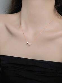 BALMORA 1pc Elegant And Exquisite S925 Sterling Silver Small Zirconia Smooth Face Double Butterflies Pendant Necklace For Women For Birthday Gift