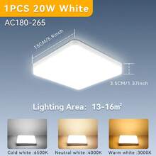 CANMEIJIA 超薄方形 LED 吸顶灯平板灯，家用 LED 吸顶灯，适用于家庭装饰，适用于客厅/卧室/浴室/办公室/餐厅/大堂/酒店/工作室/仓库/入口/厨房/走廊/阁楼/通道，根据使用需求选择合适的尺寸，60W/50W/40W/30W/20W 可用 - LED吸頂燈 - 查看 26