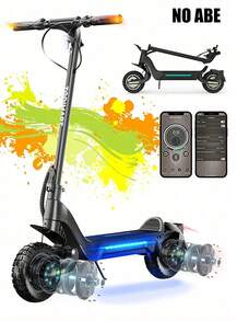 TODIMART X5S Electric Scooter For Adults, 1000W*2 Brushless Motor, 48V 18.2Ah Battery, Maximum Range 75-80km, 10-Inch Off-Road Tires Can Handle 35° Inclines, Magnesium Alloy Body, Can Carry 120kg, Foldable For Easy Storage, Equipped With A Mobile Phone App - 黑色 - 查看 1