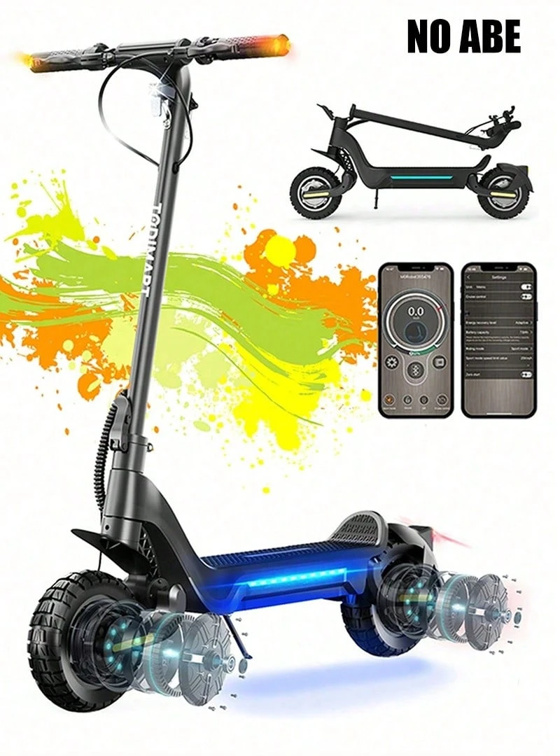 TODIMART X5S Electric Scooter For Adults, 1000W*2 Brushless Motor, 48V 18.2Ah Battery, Maximum Range 75-80km, 10-Inch Off-Road Tires Can Handle 35° Inclines, Magnesium Alloy Body, Can Carry 120kg, Foldable For Easy Storage, Equipped With A Mobile Phone App - 黑色 - 查看 1