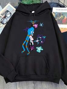 Men's Arcane Jinx Hoodie - Beige Pullover Sweatshirt With, Loose Fit Gaming Apparel, Machine Washable ForFans, Gamer Hoodie, Casual Wear, Playful Design, Ribbed Cuffs, Lounge Wear, Streetwear Fashion, Comfortable Material, Esports Enthusiasts,Fall Hoodies,Men's Fall Clothes,Street Wear,Halloween,Mens Hoodies,Y2k Clothes,Jesus Hoodie,Thanksgiving Day,Nightmare Before Christmas,Christmas - màu đen - Xem 1