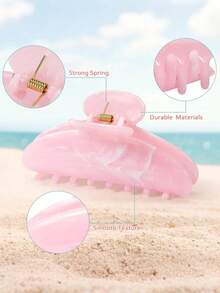 1PC High Quality Plastic Hair Claw Clips, 4inch Strong Hold Nonslip Jaw Clip, Large Marble Hair Barrettes For Thick Thin Hair, French Elegant Fashion Hair Claw, Hair Accessories For Women Girls, For Work Dating Party Daily Use, Holiday Birthday Valentine's Day Mother's Day Gift, Summer Vacation Beach Accessories, Acetate Hair Clamps, Blue Pink White, Hair Clutch Hair Catcher Clip Vacay Hair Clips - Multicolor - View 5