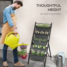 Outsunny 5Tier Vertical Raised Garden Planter With 5 Container Boxes Outdoor Plant Stand For Vegetable Flowers Grey - Charcoal grey1 - View 5
