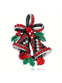 Christmas Suit Brooch, Creative Gift Bowknot Elegant Lapel Pin, Vintage Bell Christmas Brooch Wish Home Decor Christmas Decorations Room Decor